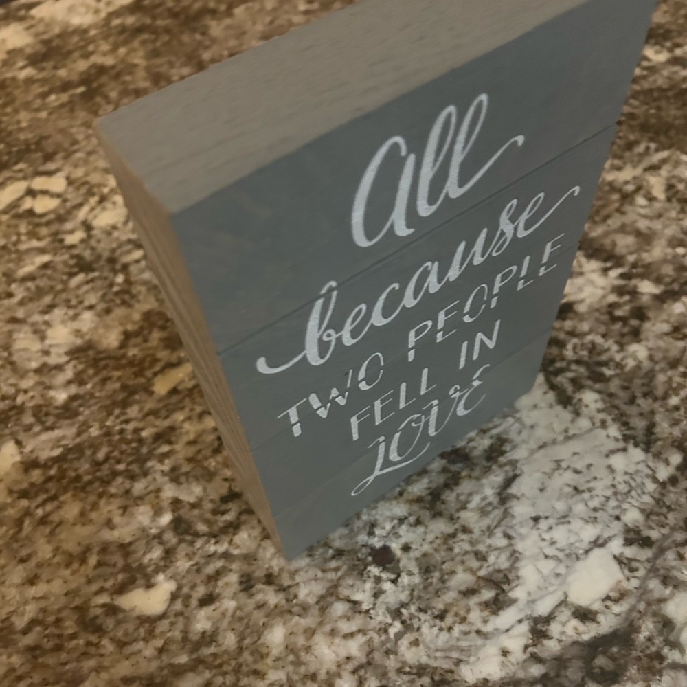 Gray Wooden Love Quote Block